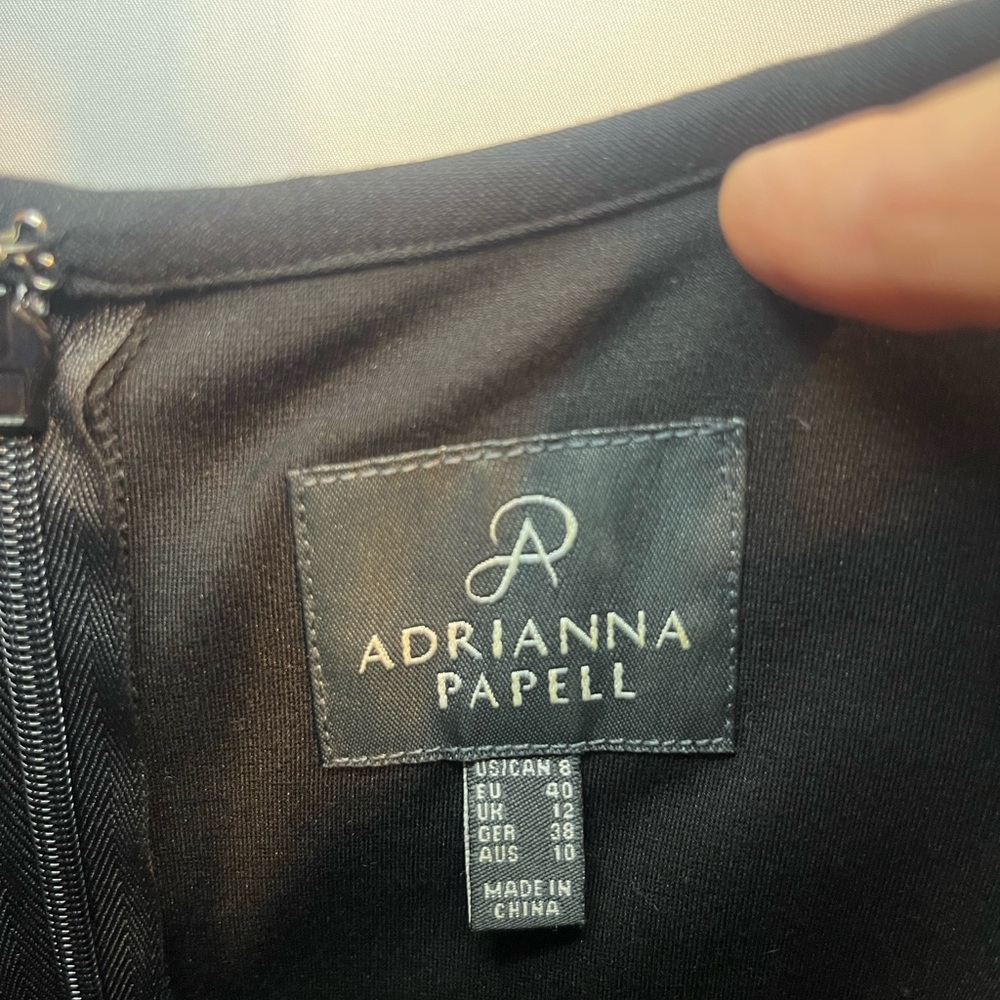 Adrianna Papell Black Dress with Nude Detailing Size 8 - Picture 3 of 7